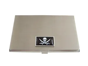 Thin Bordered Black Pirate Skull Business Card Holder