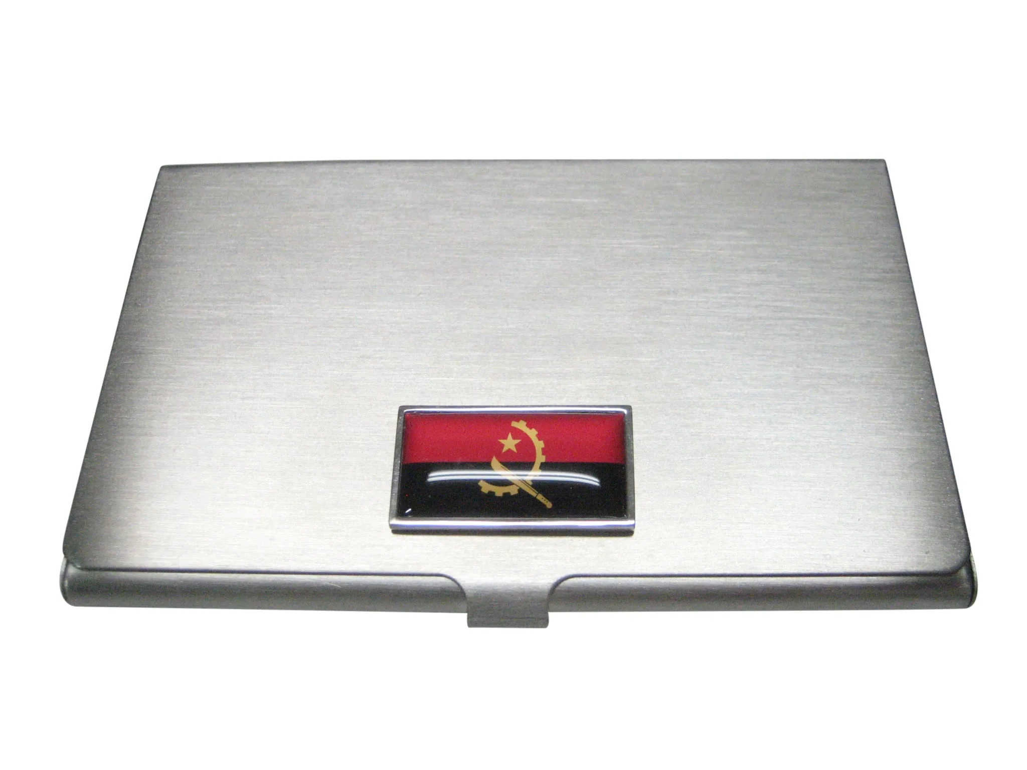 Thin Bordered Republic of Angola Flag Business Card Holder