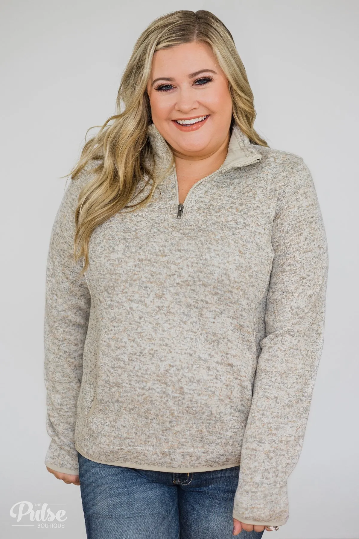 Thread & Supply Pullover Quarter Zip- Heather Oatmeal