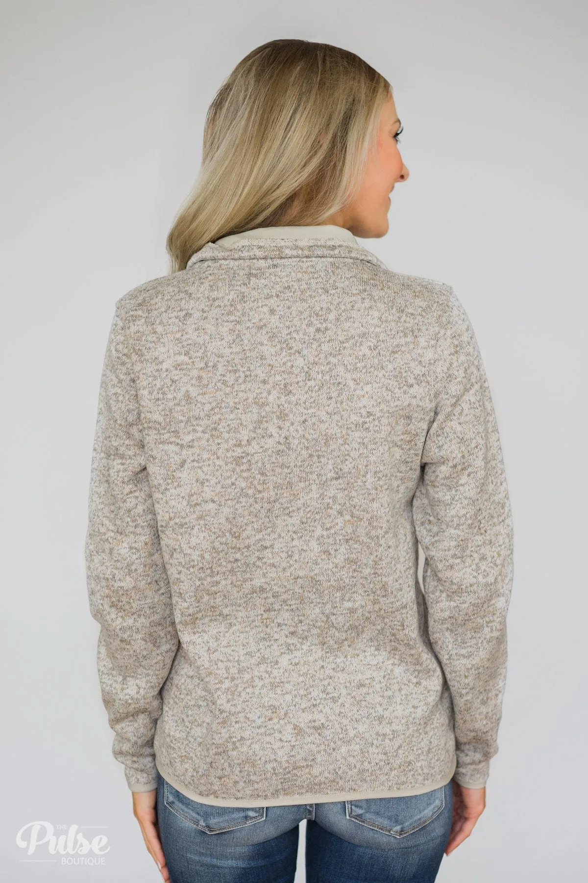 Thread & Supply Pullover Quarter Zip- Heather Oatmeal