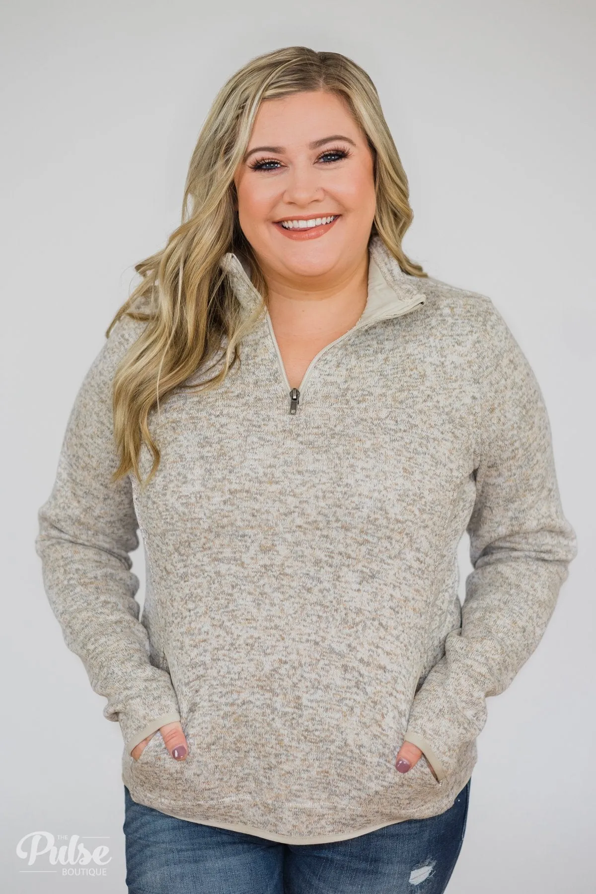 Thread & Supply Pullover Quarter Zip- Heather Oatmeal