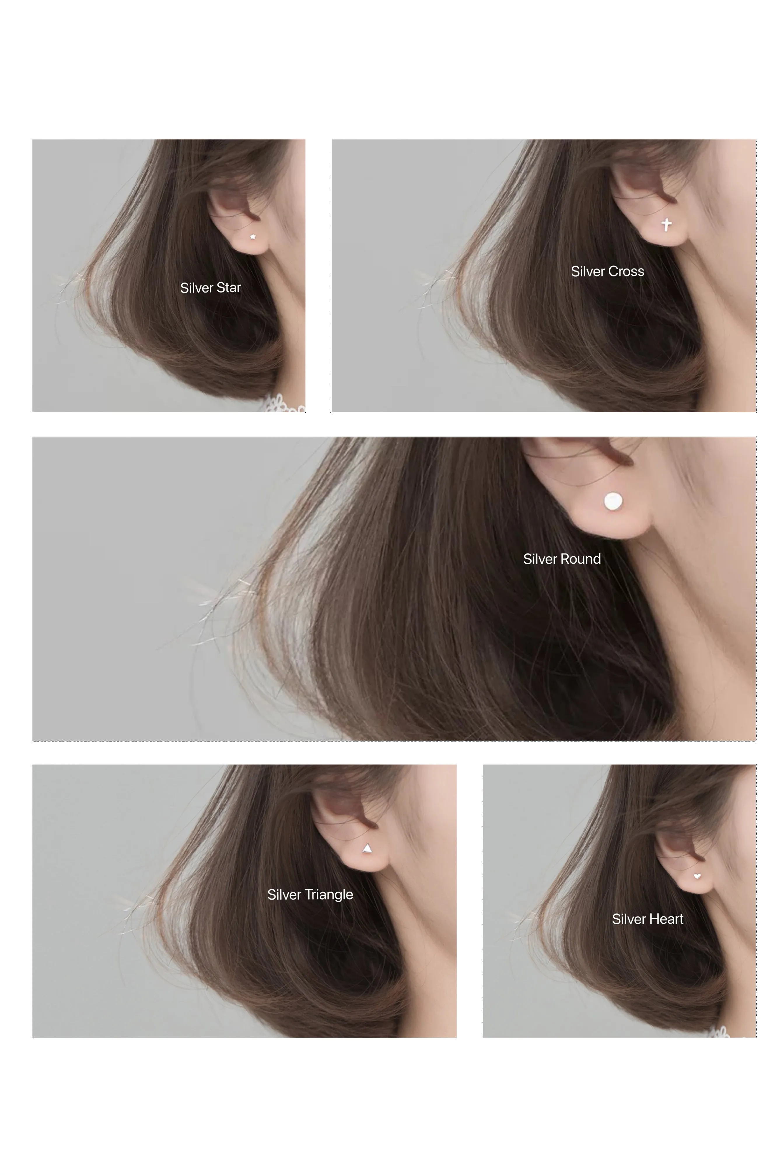 Tiny Star/Cross/Heart/Triangle/Round Stud Earrings-SS013
