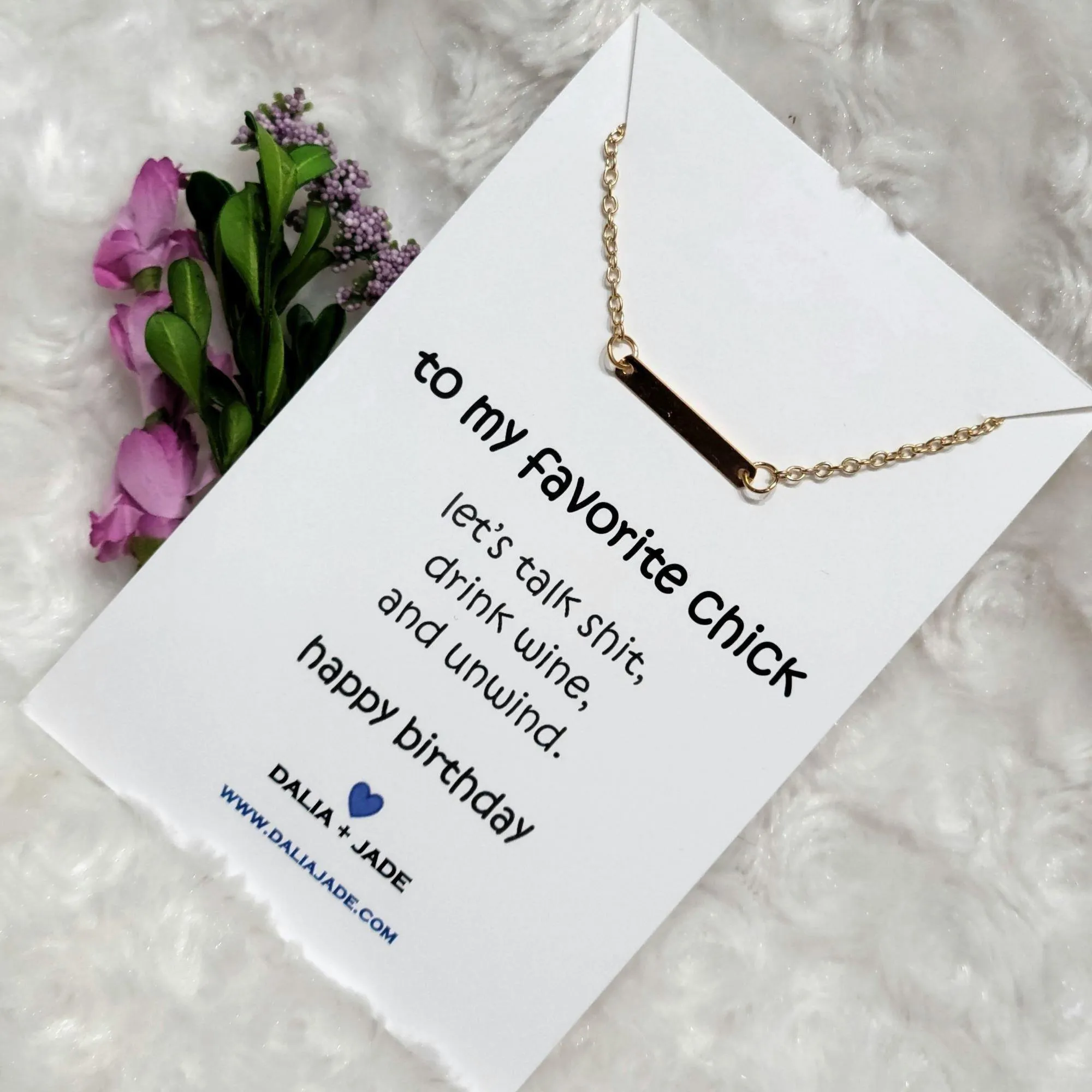 To My Favorite Chick - Gold Horizontal Bar Necklace