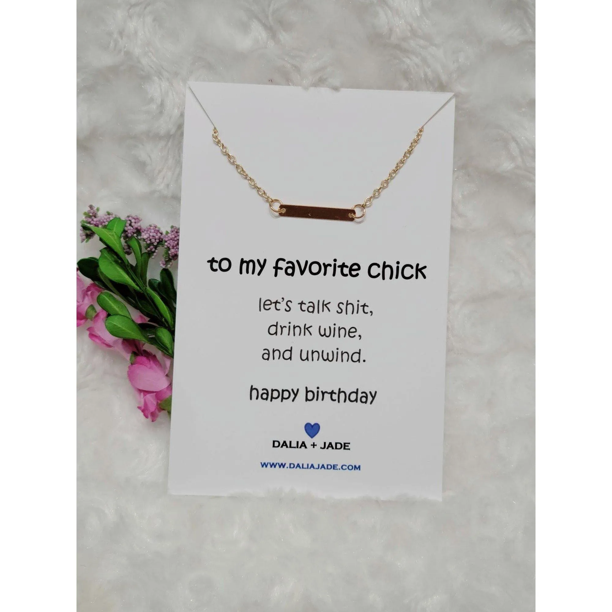 To My Favorite Chick - Gold Horizontal Bar Necklace
