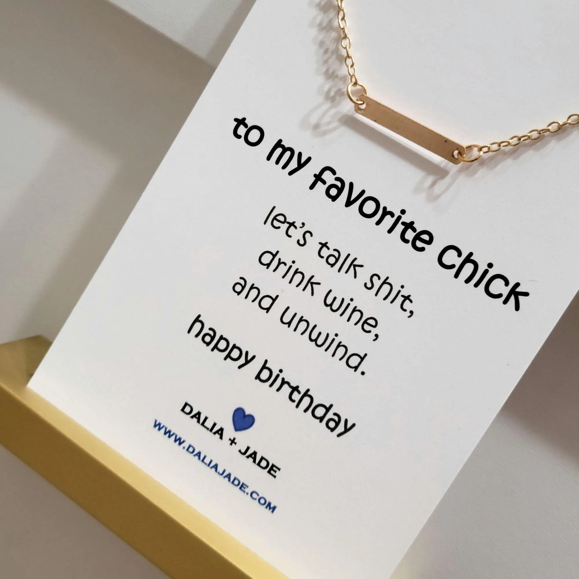 To My Favorite Chick - Gold Horizontal Bar Necklace