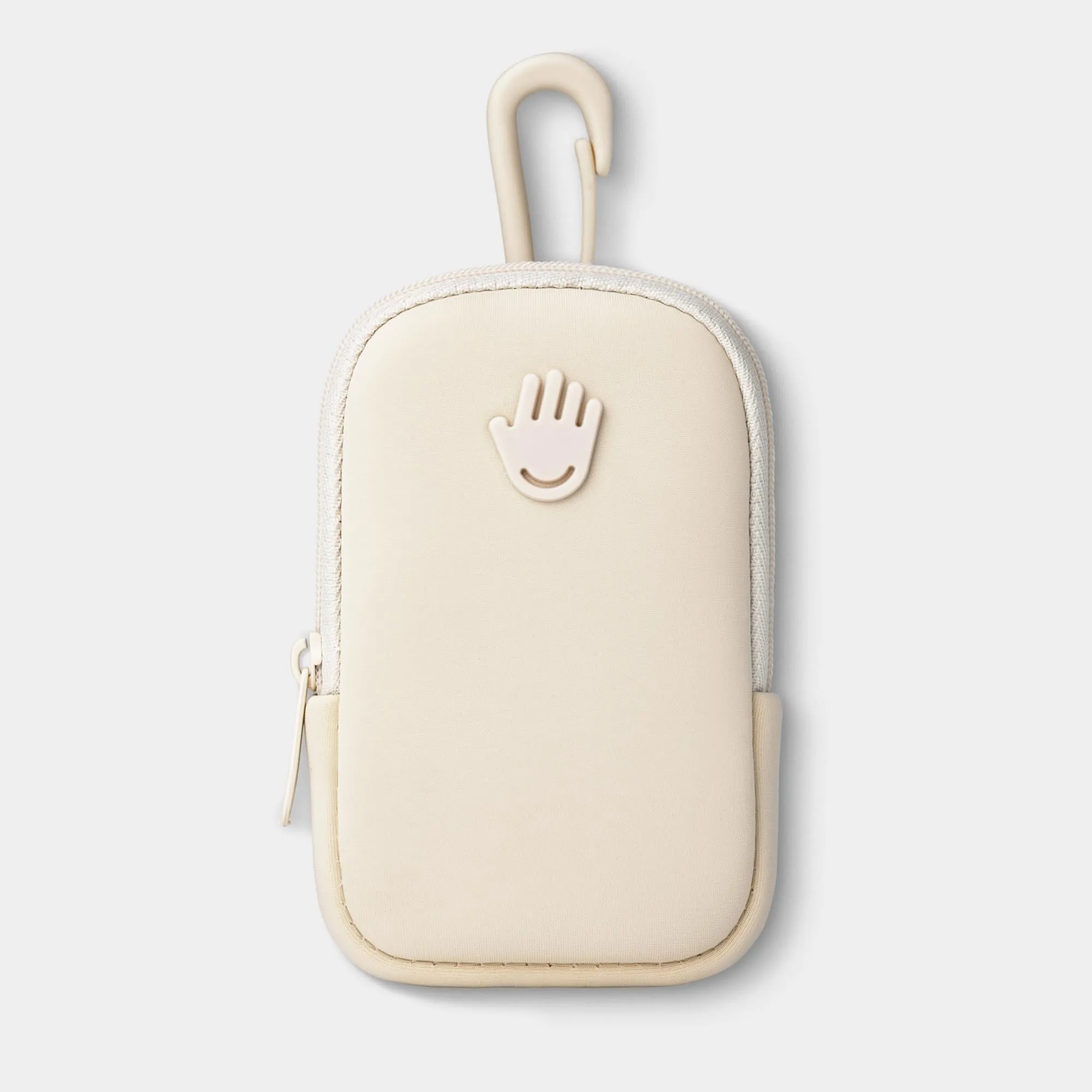 Touchland Touchette Zippered Pouch, Attachable Fashion Accessory with Snap Hook Hand Sanitizer 1FL OZ., Ivory