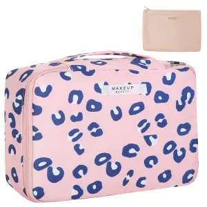 Travel Makeup Bag Cosmetic Bag Makeup Bag Toiletry bag for women and men (Pink Leopard)