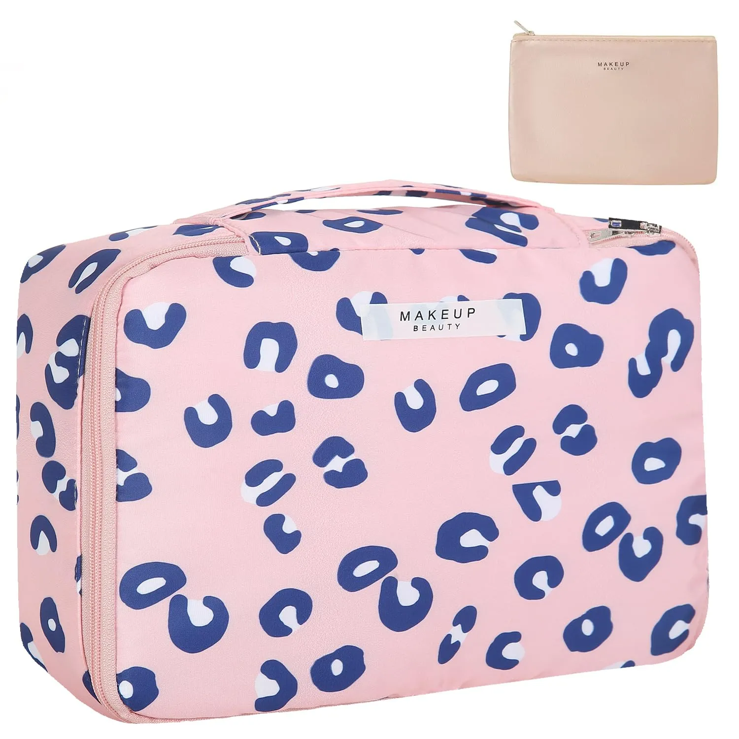 Travel Makeup Bag Cosmetic Bag Makeup Bag Toiletry bag for women and men (Pink Leopard)