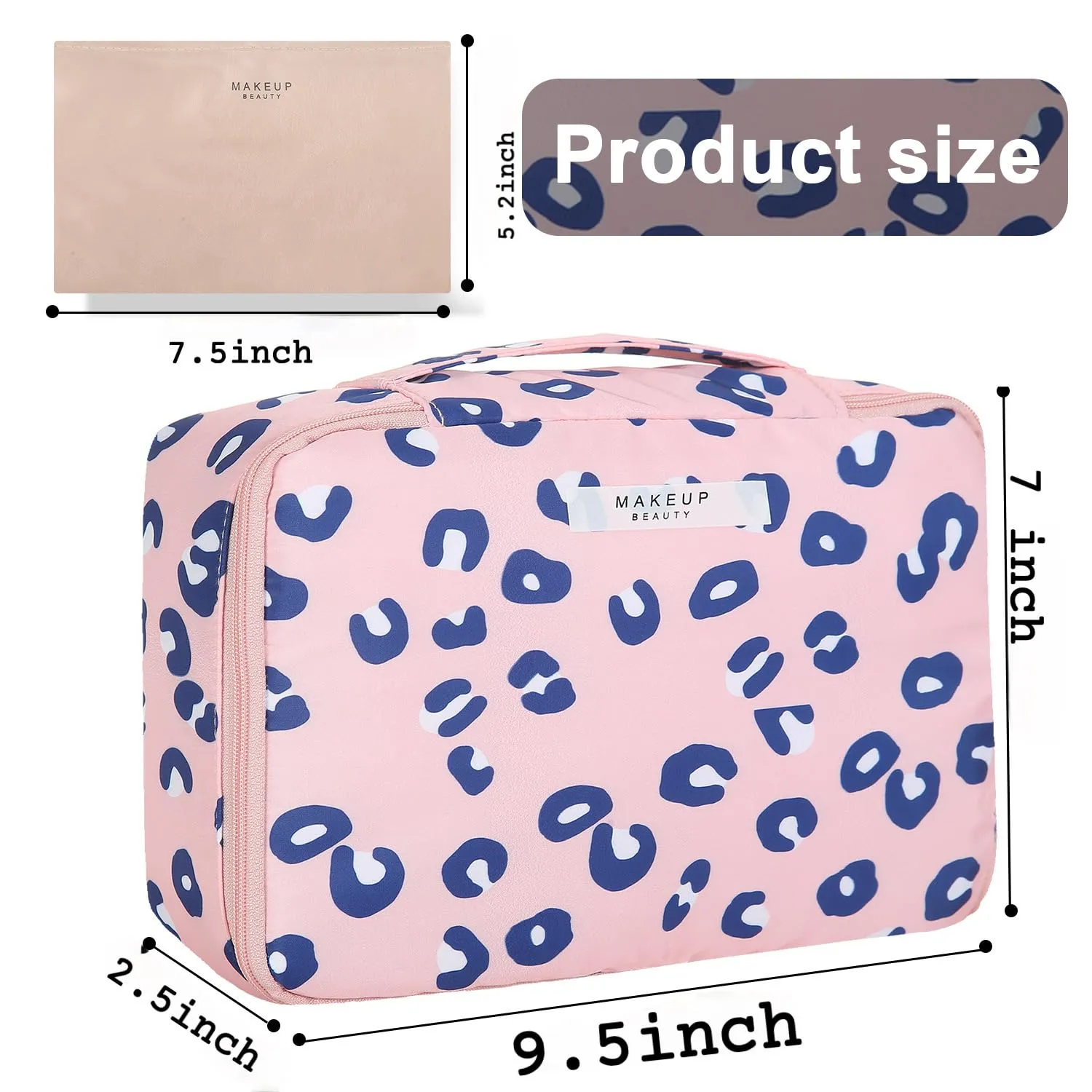 Travel Makeup Bag Cosmetic Bag Makeup Bag Toiletry bag for women and men (Pink Leopard)