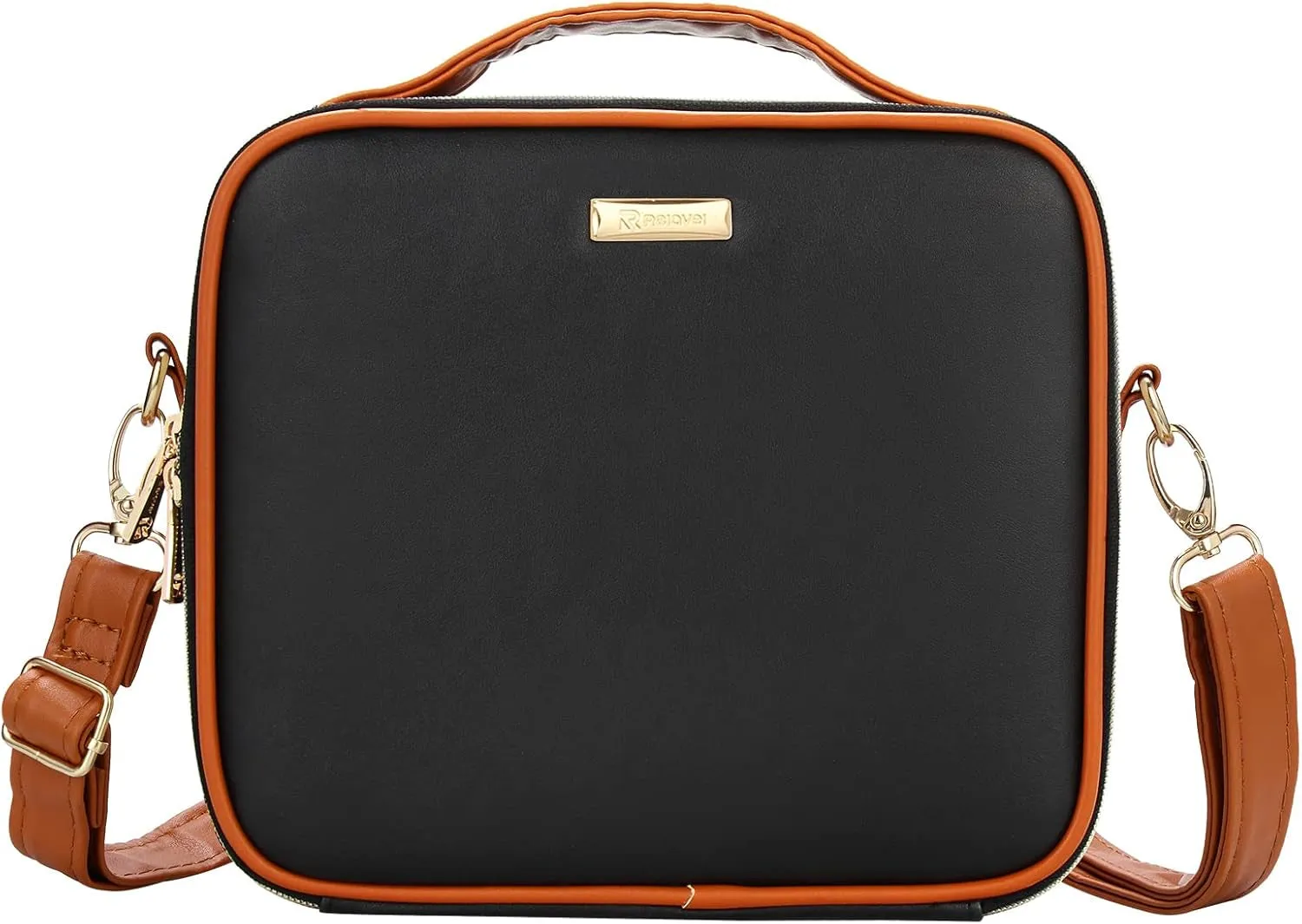 Travel Makeup Train Case Makeup Cosmetic Case Organizer Portable Artist Storage Bag with Adjustable Dividers for Cosmetics Makeup Brushes Toiletry Jewelry Digital Accessories Black