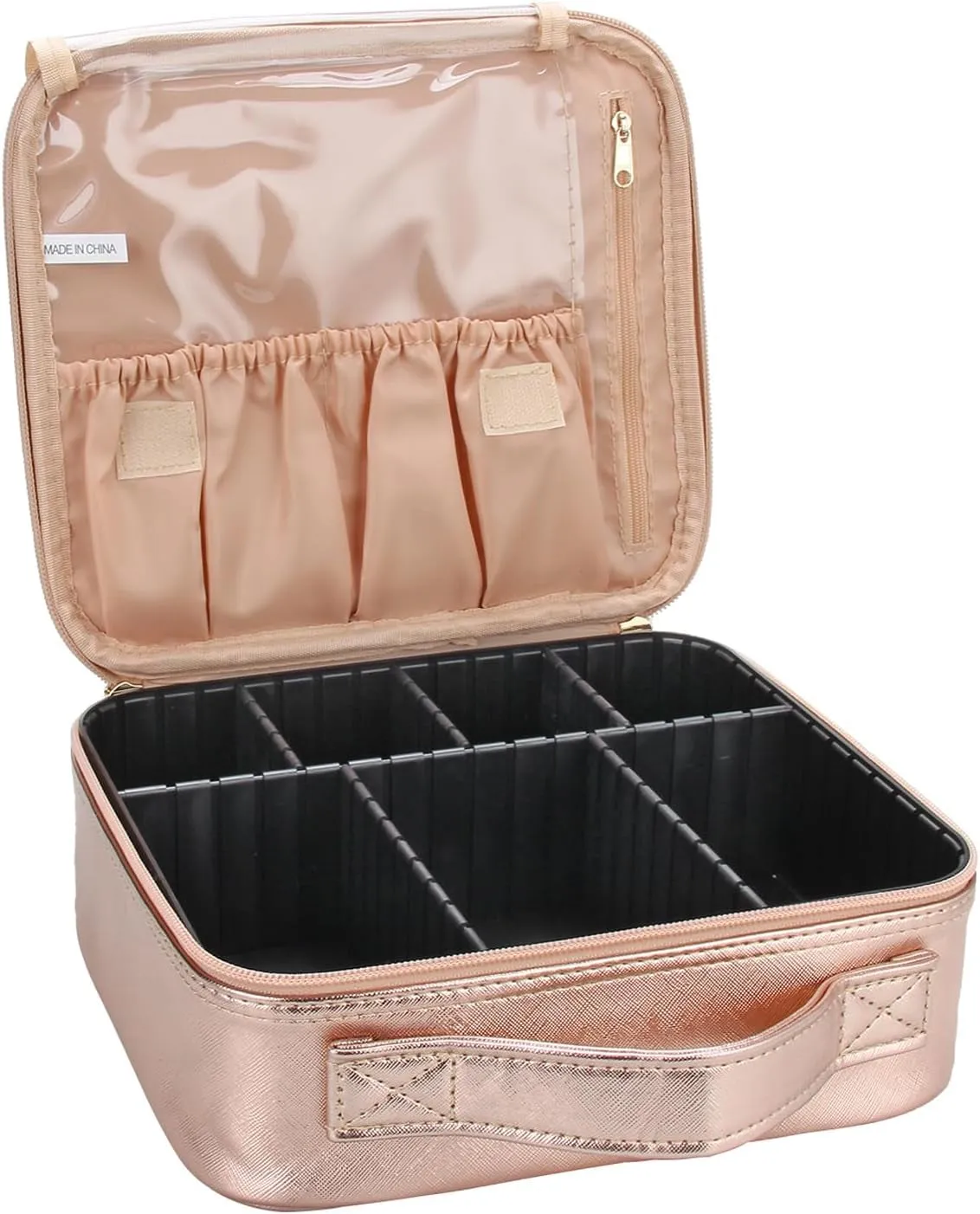 Travel Makeup Train Case Makeup Cosmetic Case Organizer Portable Artist Storage Bag with Adjustable Dividers for Cosmetics Makeup Brushes Toiletry Jewelry Digital Accessories Black