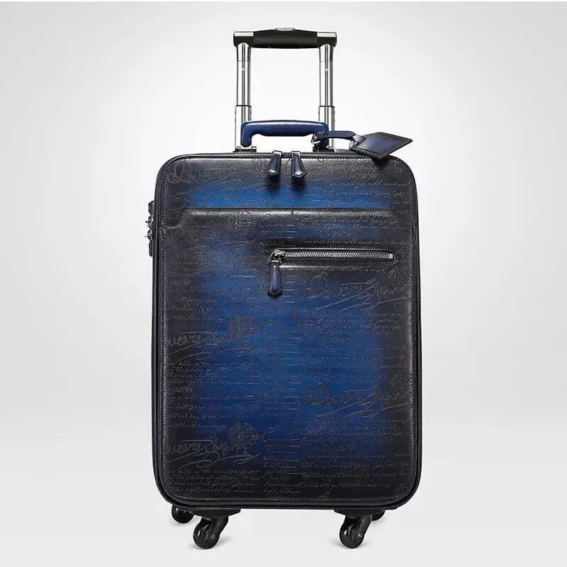 Tudor Upright Business Spinner Luggage, Blue/Brown/Dark Gray, 22 inches