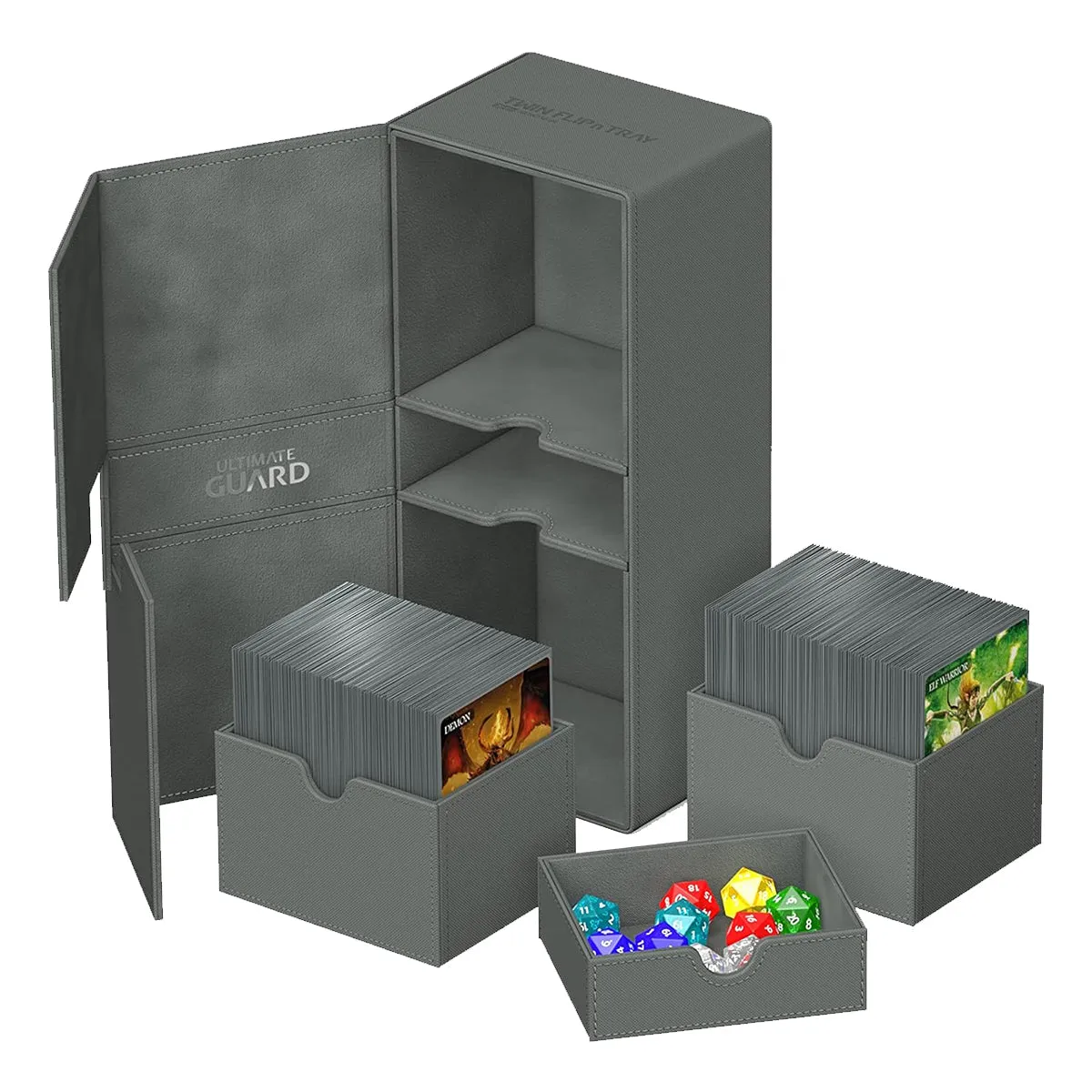 Ultimate Guard Twin Flip n Tray Deck Case 266  Xenoskin Grey Deck Box