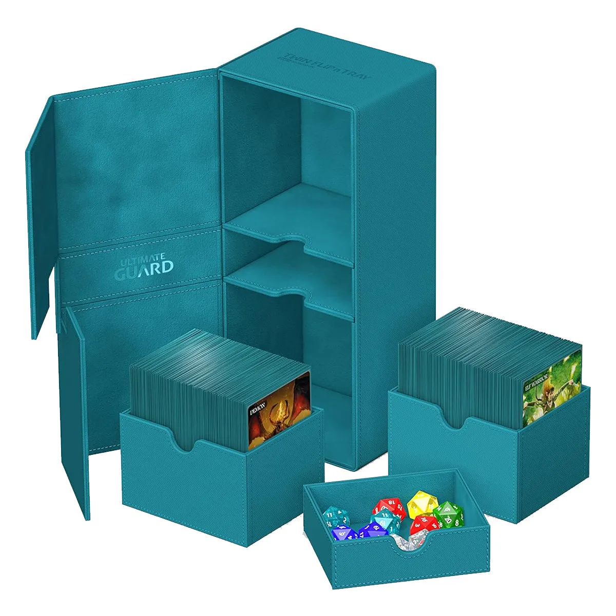 Ultimate Guard Twin Flip n Tray Deck Case 266  Xenoskin Petrol Deck Box