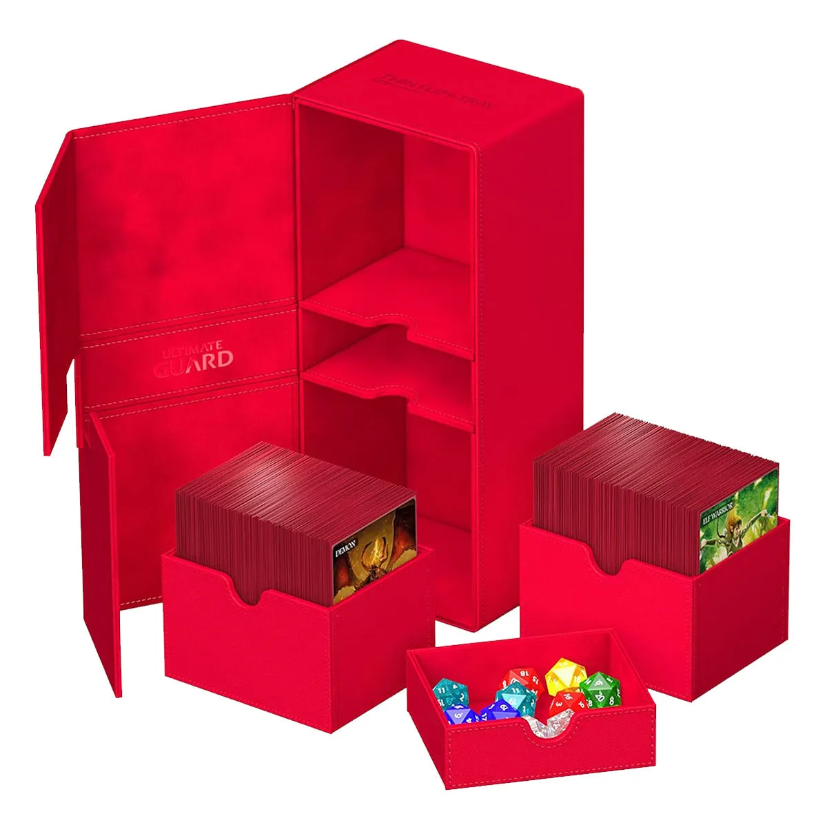 Ultimate Guard Twin Flip n Tray Deck Case 266  Xenoskin Red Deck Box