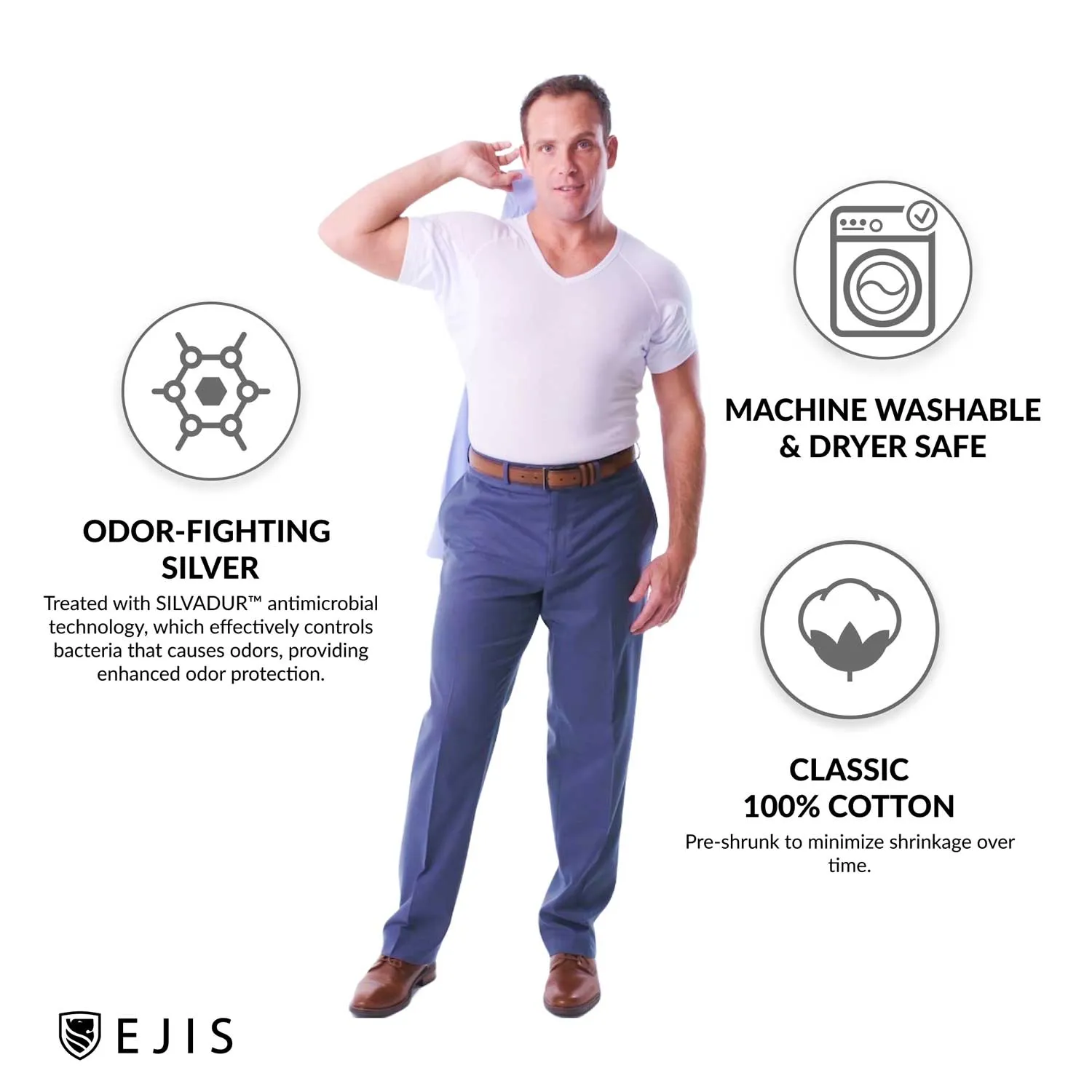 V-Neck Cotton Sweat Proof Undershirt For Men - Black 6-Pack