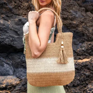 Valeria Two-Tone Straw Tote