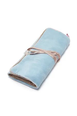 VELVET JEWELRY ROLL - SKY BLUE