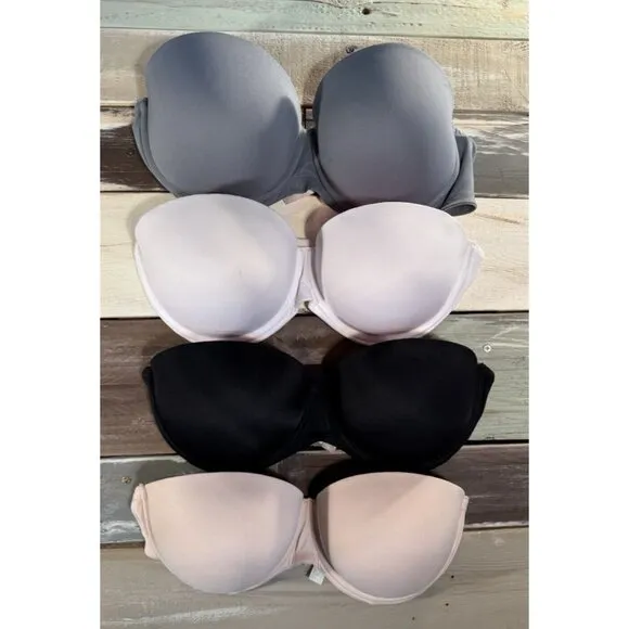 Victoria's Secret PINK Wear Everywhere Strapless Push-Up Bra 36D Tan White Black