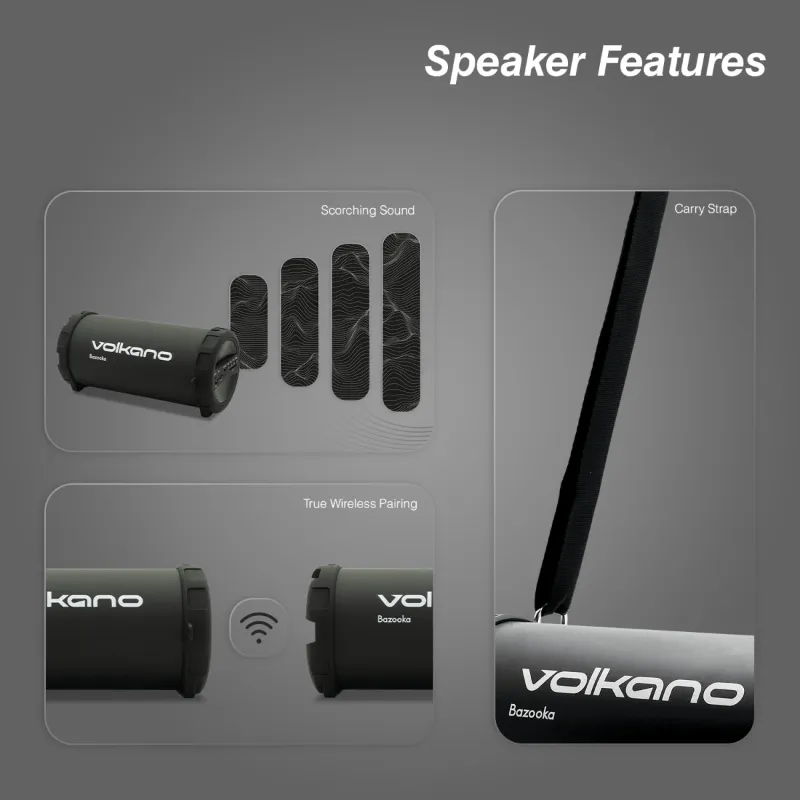 Volkano Bazooka Bluetooth True Wireless Speaker VB018(V1)- Black
