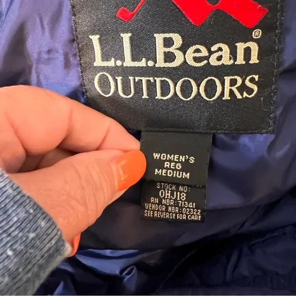 Warm L.L. Bean Winter Goose Down Coat, Removable Hood, Zip Pockets, Inside Zip