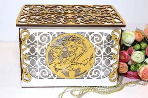 Wedding Card Box With Lock, Beauty Beast, Wedding Card Holder handmade