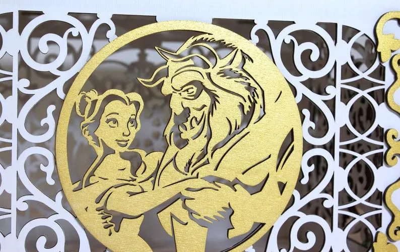 Wedding Card Box With Lock, Beauty Beast, Wedding Card Holder handmade