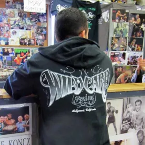 Wild Card Boxing Tag Logo Zip Up Hoodie - Black