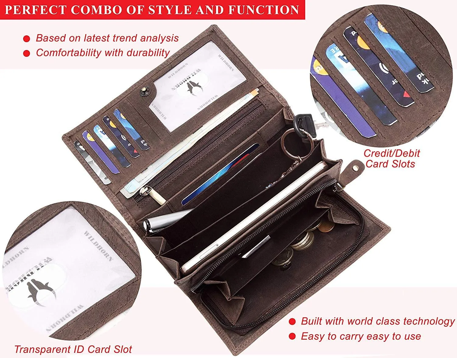 WildHorn Olivia RFID PROTECTED Genuine Leather Wallet for Women stylish|Purse for Women/Girls