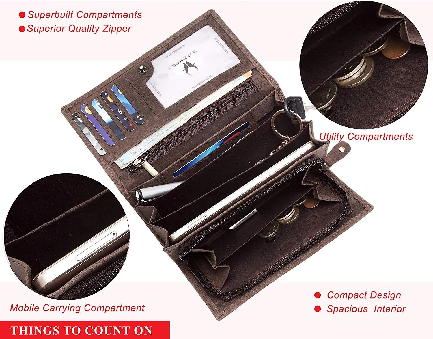 WildHorn Olivia RFID PROTECTED Genuine Leather Wallet for Women stylish|Purse for Women/Girls
