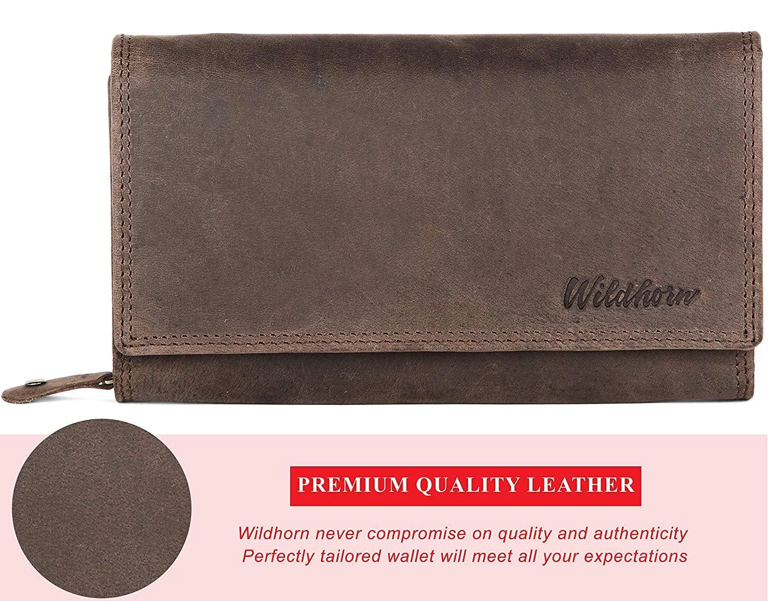 WildHorn Olivia RFID PROTECTED Genuine Leather Wallet for Women stylish|Purse for Women/Girls