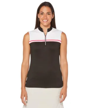 Womens Color Block Mock Polo