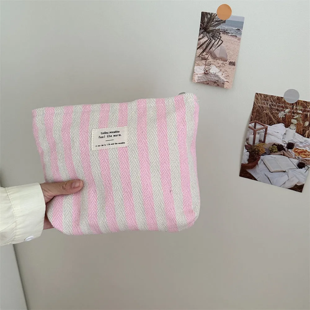 Women's Striped Make-up Toiletry Storage Large Capacity Cosmetic Bags