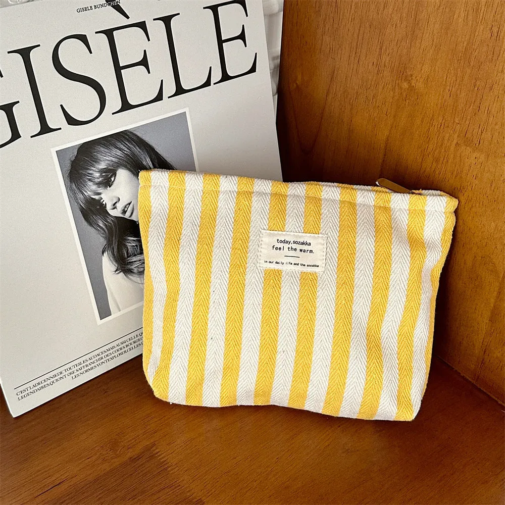 Women's Striped Make-up Toiletry Storage Large Capacity Cosmetic Bags