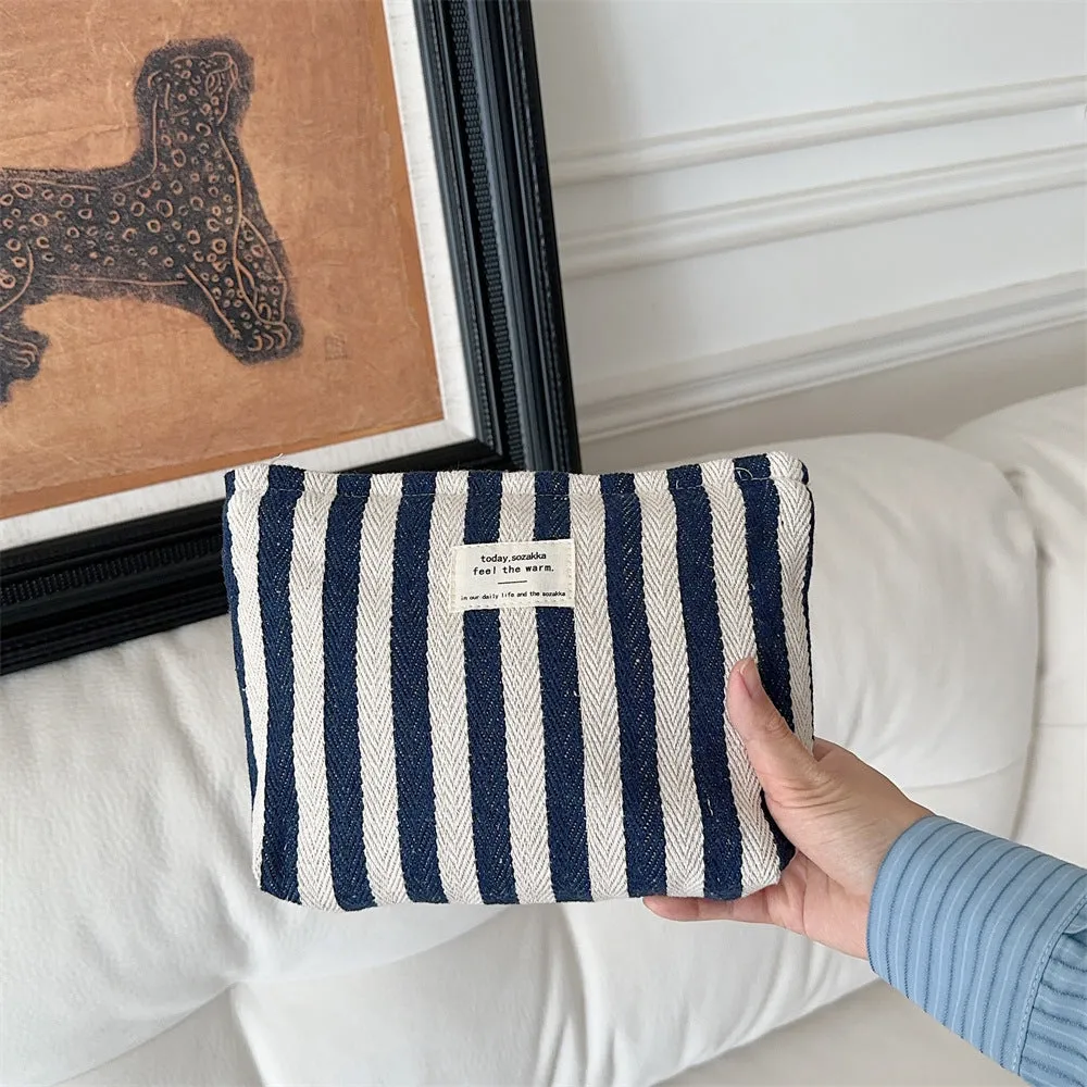 Women's Striped Make-up Toiletry Storage Large Capacity Cosmetic Bags