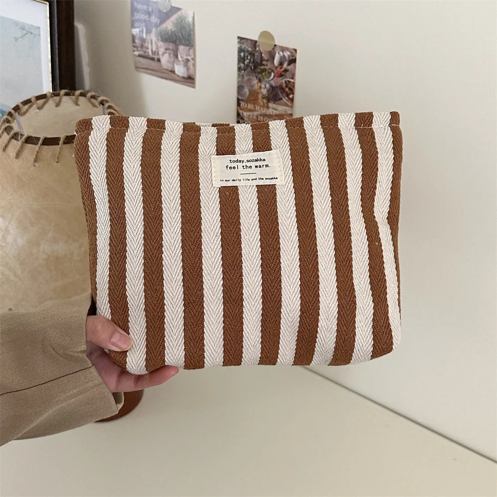 Women's Striped Make-up Toiletry Storage Large Capacity Cosmetic Bags