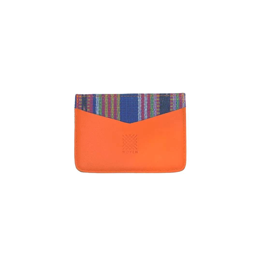 Woven Bulsa Card Holder in Orange Leather