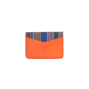 Woven Bulsa Card Holder in Orange Leather