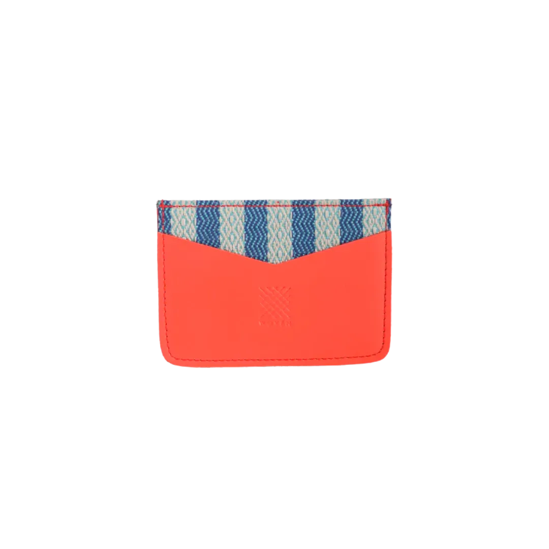 Woven Bulsa Card Holder in Orange Leather