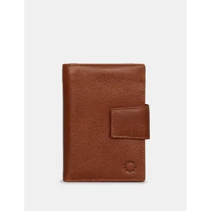 Yoshi Anson Zip Round Brown Leather Purse with Tab