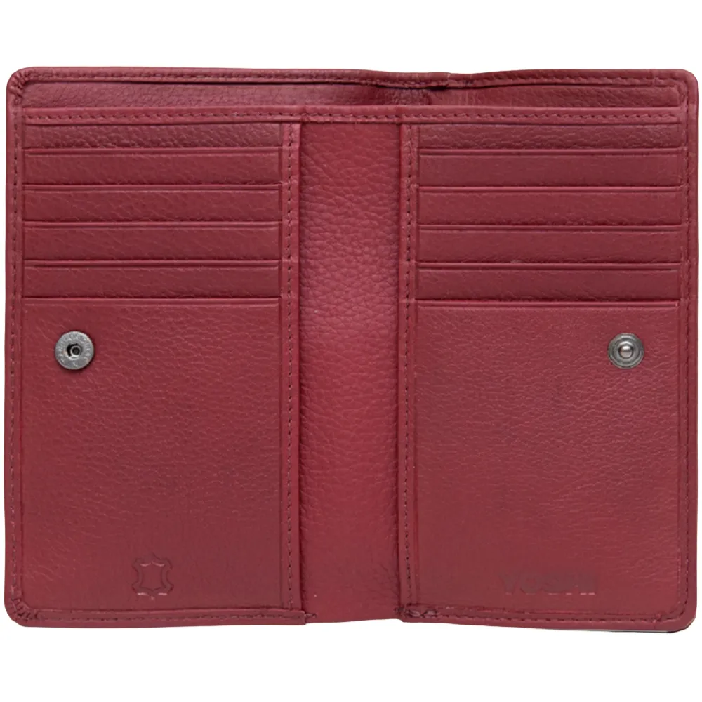 Yoshi Cherry Red Bookworm Zip Around Leather Purse