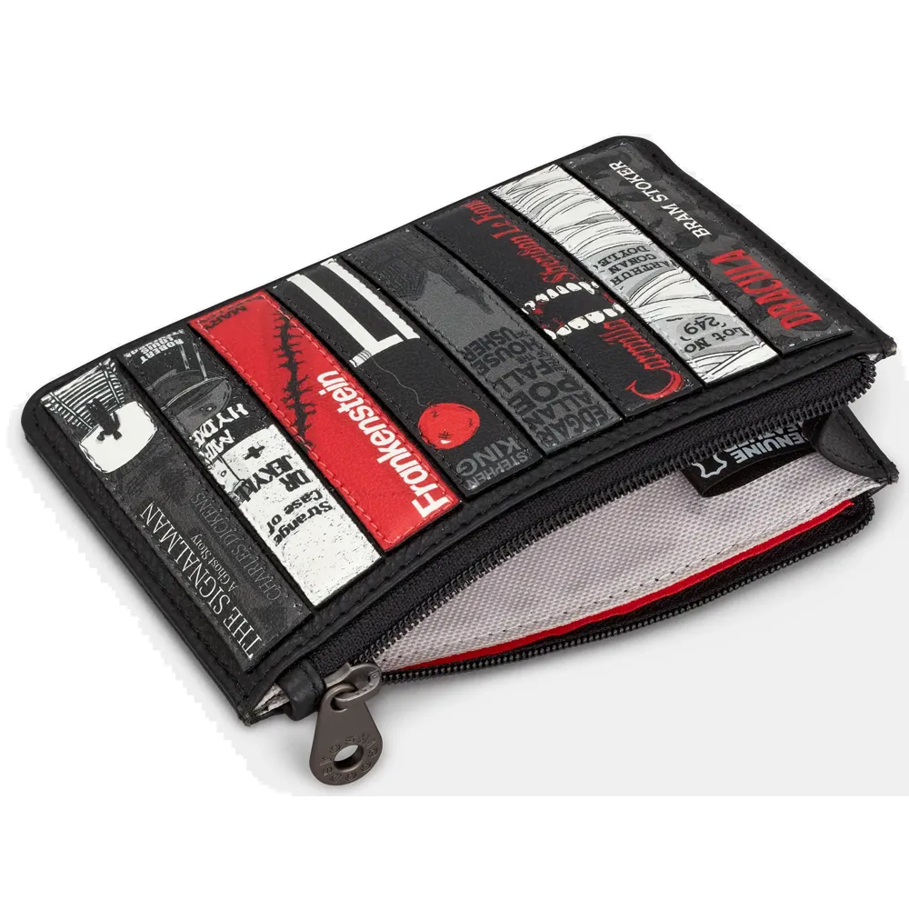 Yoshi Horror Bookworm Zip Top Black Leather Purse