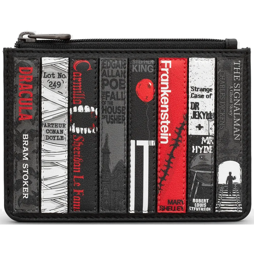Yoshi Horror Bookworm Zip Top Black Leather Purse